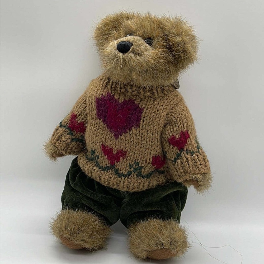 Vtg Boyd Bearwear Bear Knit Sweater Green Suspender Pants 8"Jointed (Pre-owned)